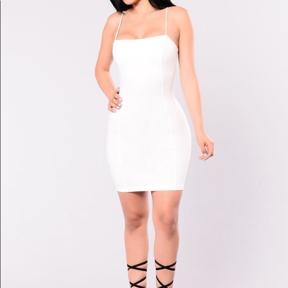 Fashion Nova cream beige spaghetti strap dress